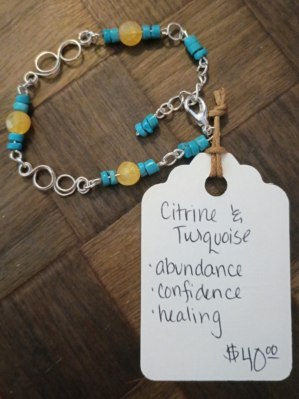 Citrine & Turquoise Beaded Bracelet - Unbranded